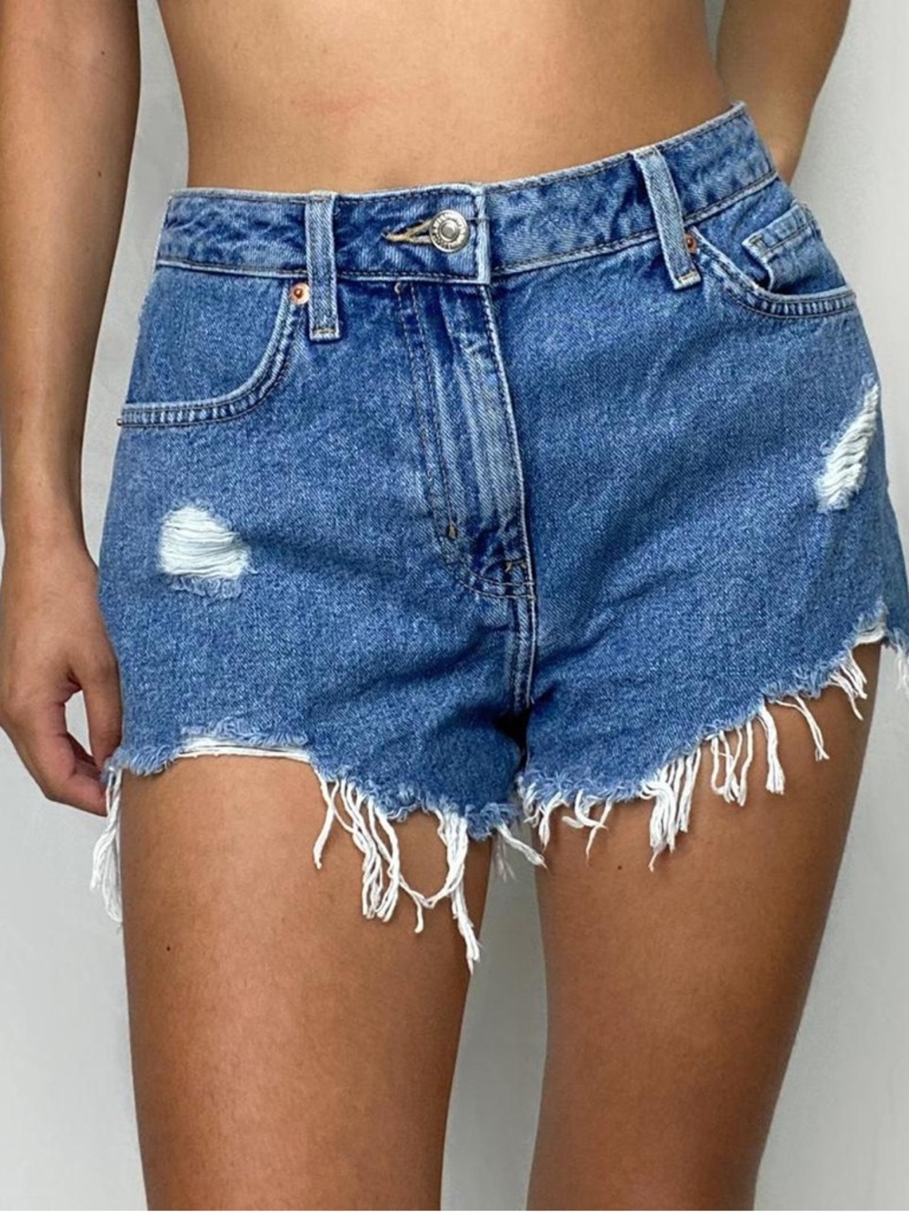 Denim Distressed Shorts Jean blue ripped